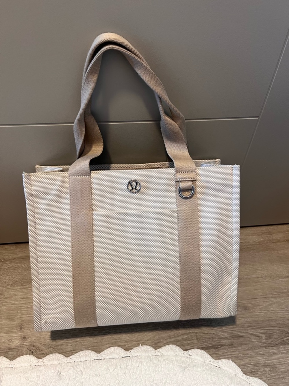 lululemon athletica Beige and Cream Canvas Tote